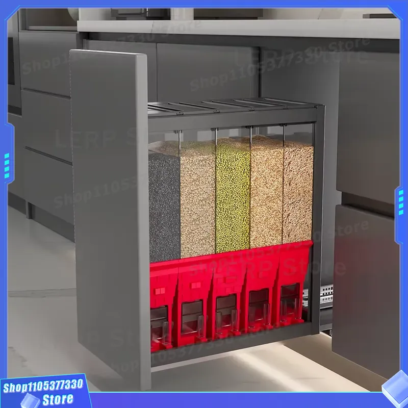 Food Storage Without Pantry - Multifunktionale Küchen-Aufbewahrungsbehälter, ausziehbare Schubladenkörbe, Reisschrank-Organizer für