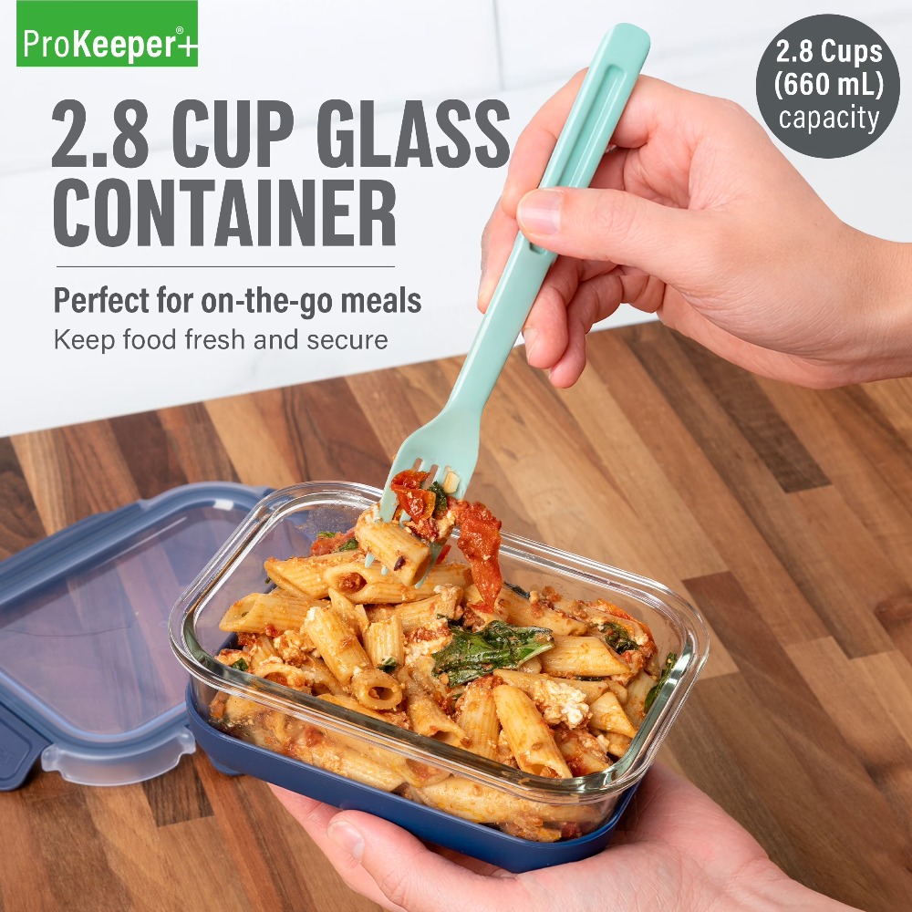 Food Storage Containers Glass - 2,8-Cup Glas-Lebensmittelbehälter mit Silikonboden und luftdichtem