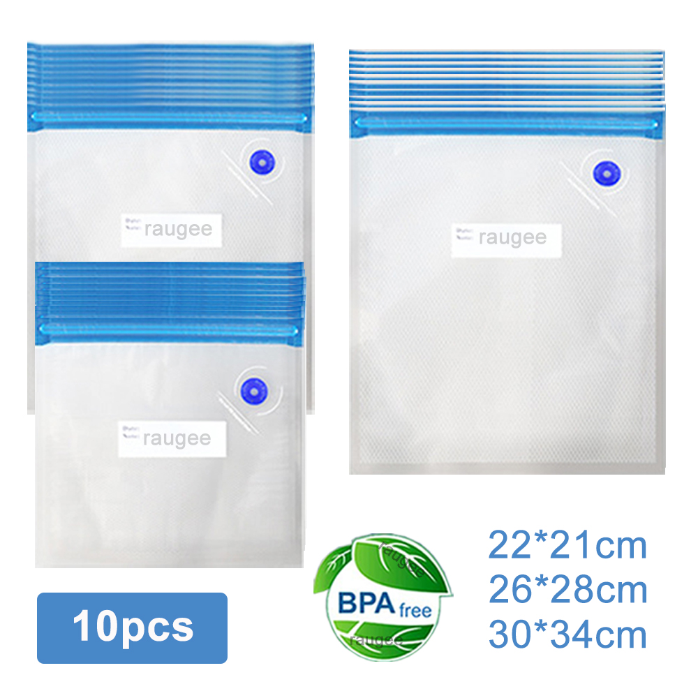 Food Storage Hot - Vakuumbeutel, wiederverwendbare Lebensmittel-Vakuumverpackungsbeutel, 10 Stück, vakuumversiegelte
