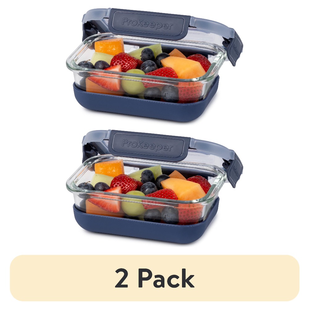 Food Storage Containers Glass - 2er-Pack 1,6-Cup Glas-Lebensmittelbehälter mit rutschfesten Silikonboden-Deckeln,