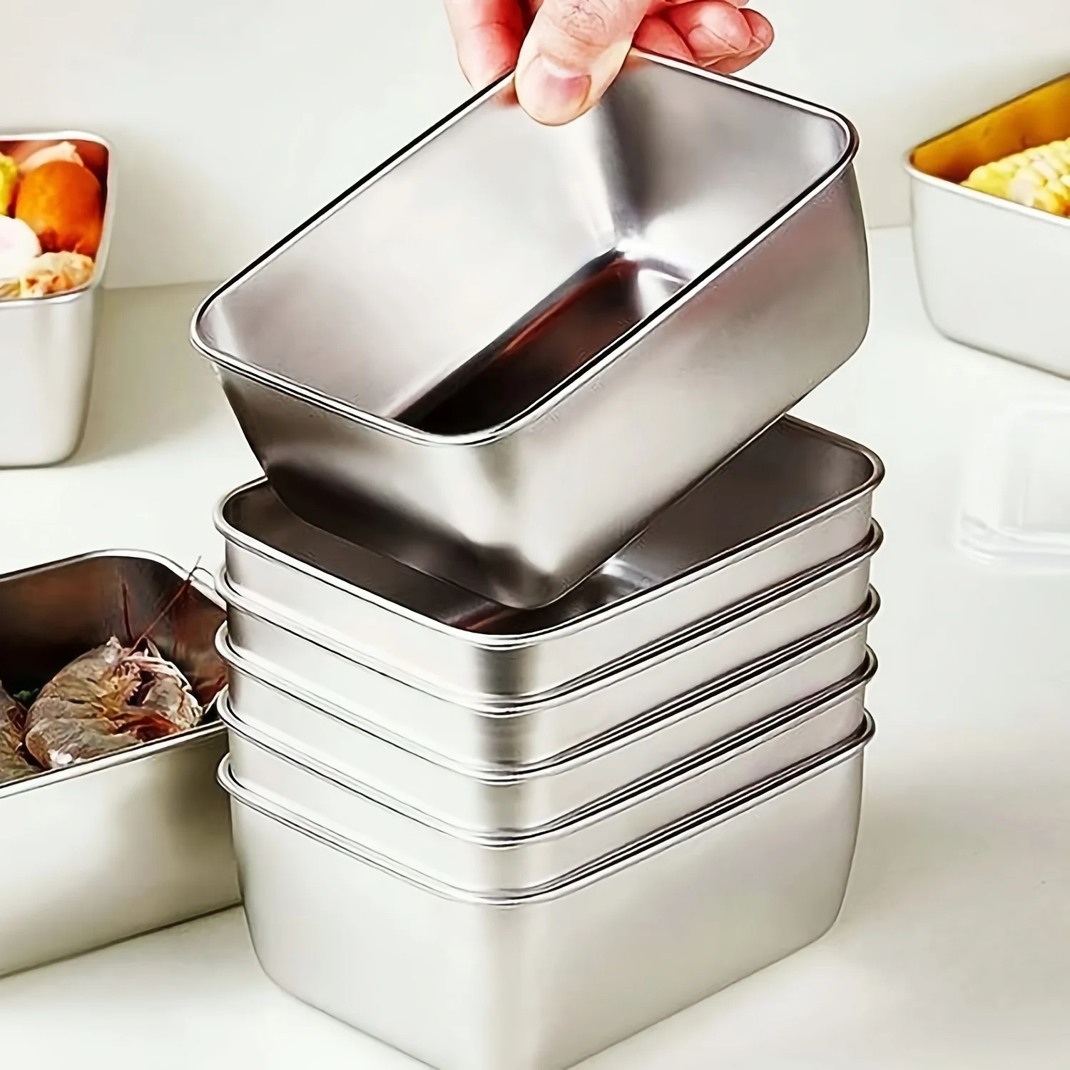 Food Storage Aluminum - Edelstahl-Lebensmittelbehälter-Set mit Deckeln - Auslaufsicher, stapelbar