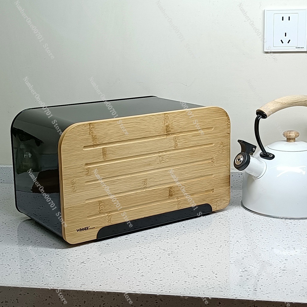 Food Storage Box Stainless Steel - Küchen-Brotkasten mit Bambusdeckel, Edelstahl-Brotbehälter, Lebensmittelbehälter für