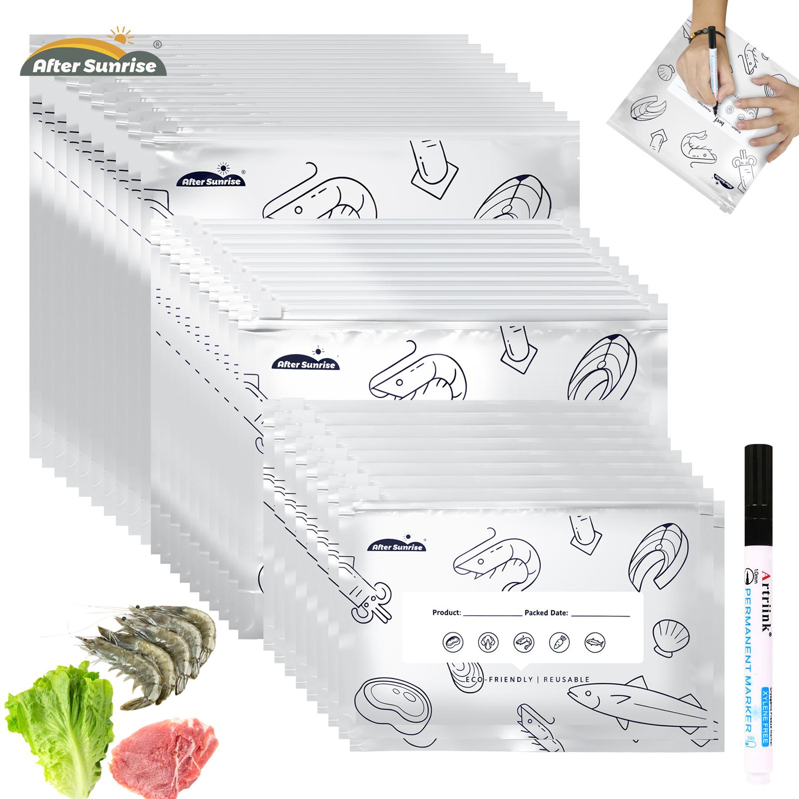 Food Storage Aluminum - 【Gekühlte Lebensmittel】Wiederverwendbare, verschließbare Aufbewahrungsbeutel aus Aluminiumfolie,