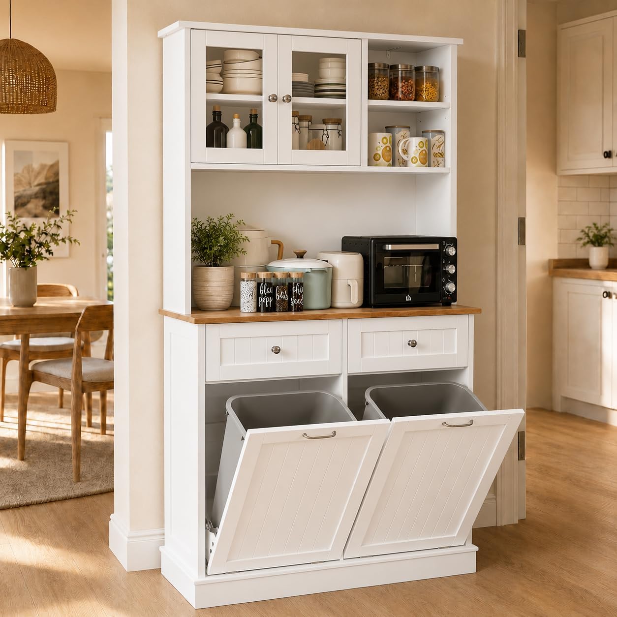 Food Storage Without Pantry - Küchen-Vorratsschrank aus Holz, Freistehender Hoher Schrank,