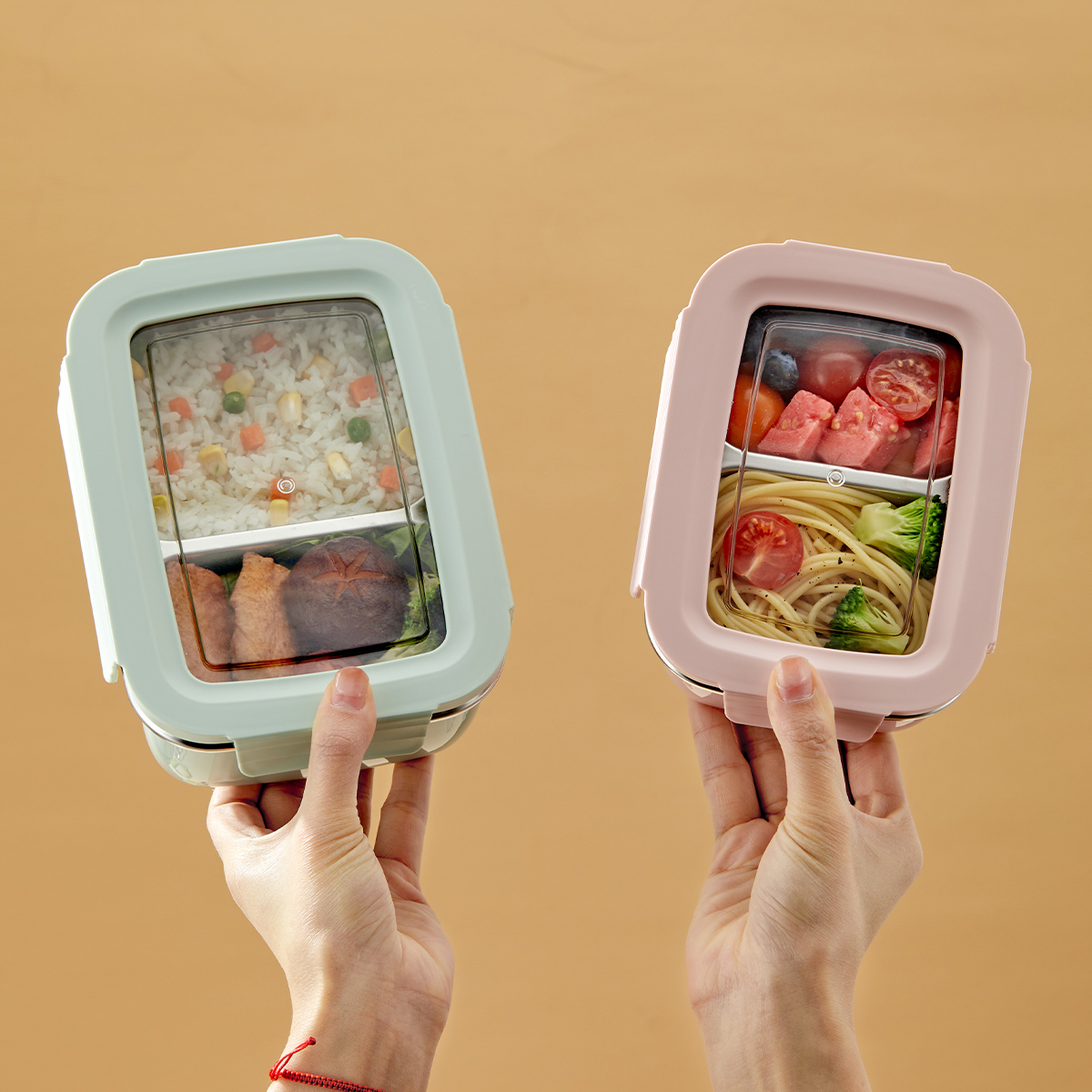 Food Storage Hot - Mikrowellen-Lunchbox mit Fächern aus Edelstahl 304,