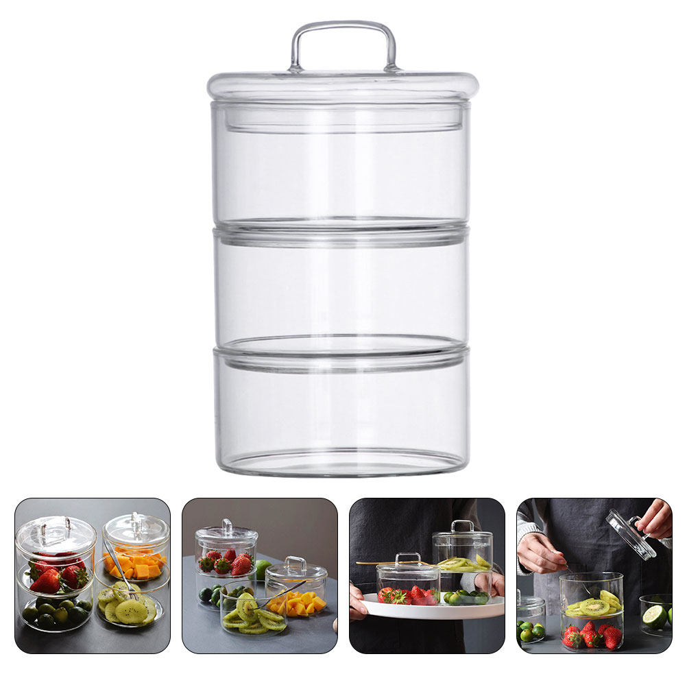Food Storage Containers Glass - 1 Set Transparente Glas-Aufbewahrungsschüssel Salat-Servierschale Stapelbare