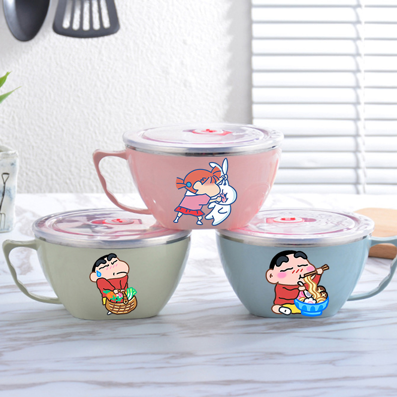Food Storage Equipment - Crayon Shin-chan Nudelschüssel, große Kapazität, Edelstahlschüssel,