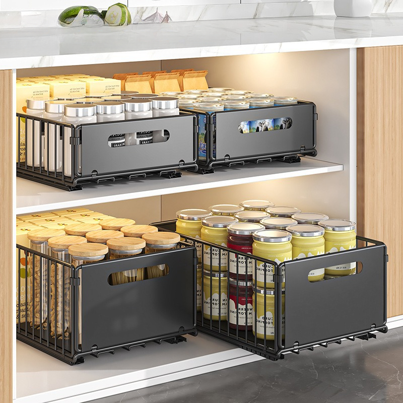 Food Storage Without Pantry - Ausziehbarer Aufbewahrungskorb für Küchenschränke, Ausziehbarer Schubladen-Organizer