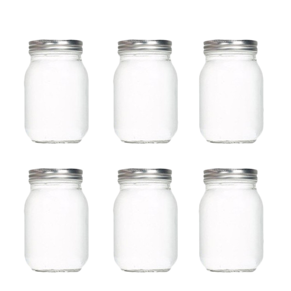 Food Storage Glass - 6 Stück Transparente Runde Glasbehälter mit