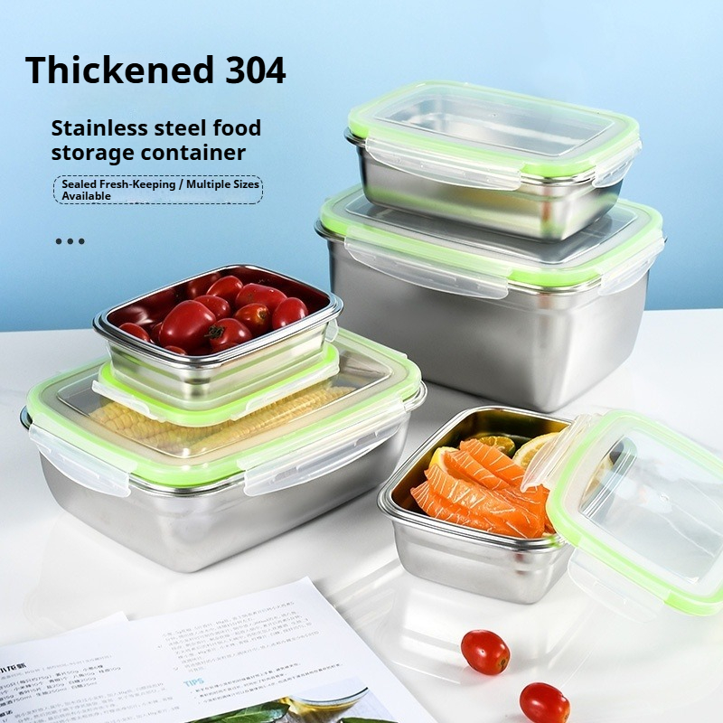 Food Storage Box Stainless Steel - Lunchbox-Set aus Edelstahl 304, mit transparenten