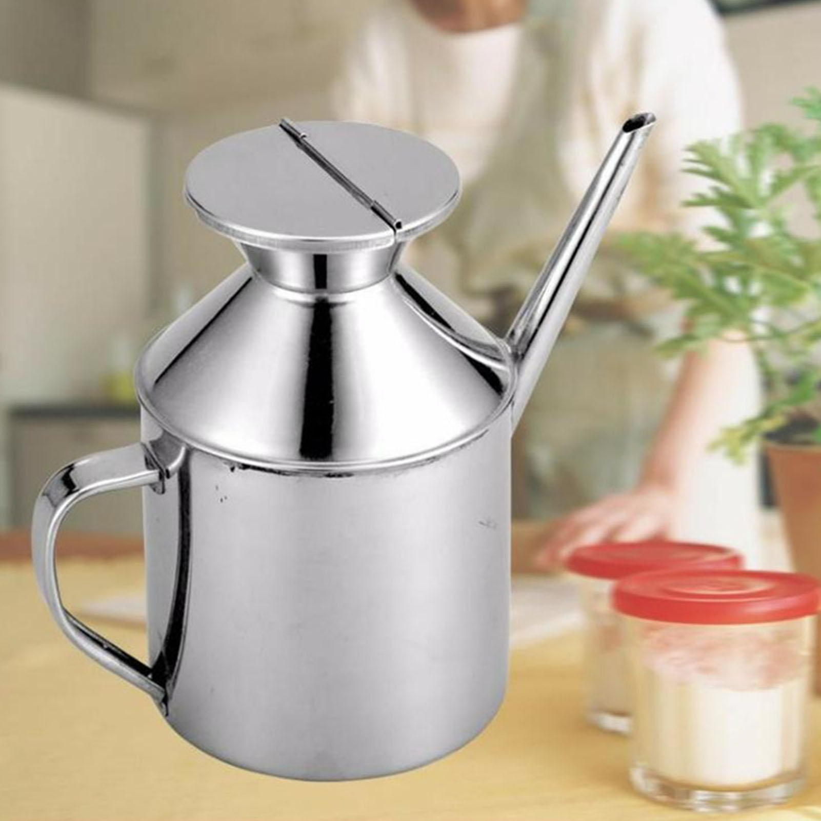 Herb Keeper Container - Edelstahl-Ölkanne Mehrzweck-Ölbehälter Ölspenderflasche für Sojasoße, Essig,