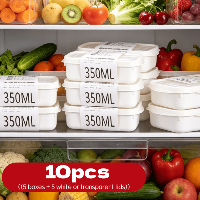 Food Storage Equipment - 10-teiliges Wiederverwendbares Stapelbares Lebensmittel-Aufbewahrungsboxen-Set 5 Behälter