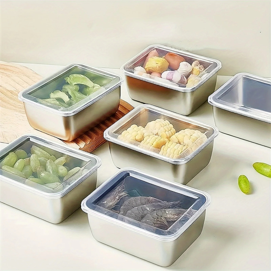 Food Storage Equipment - 1/3/5 Stück Edelstahl-Aufbewahrungsbox für Lebensmittel, Frischhaltebox