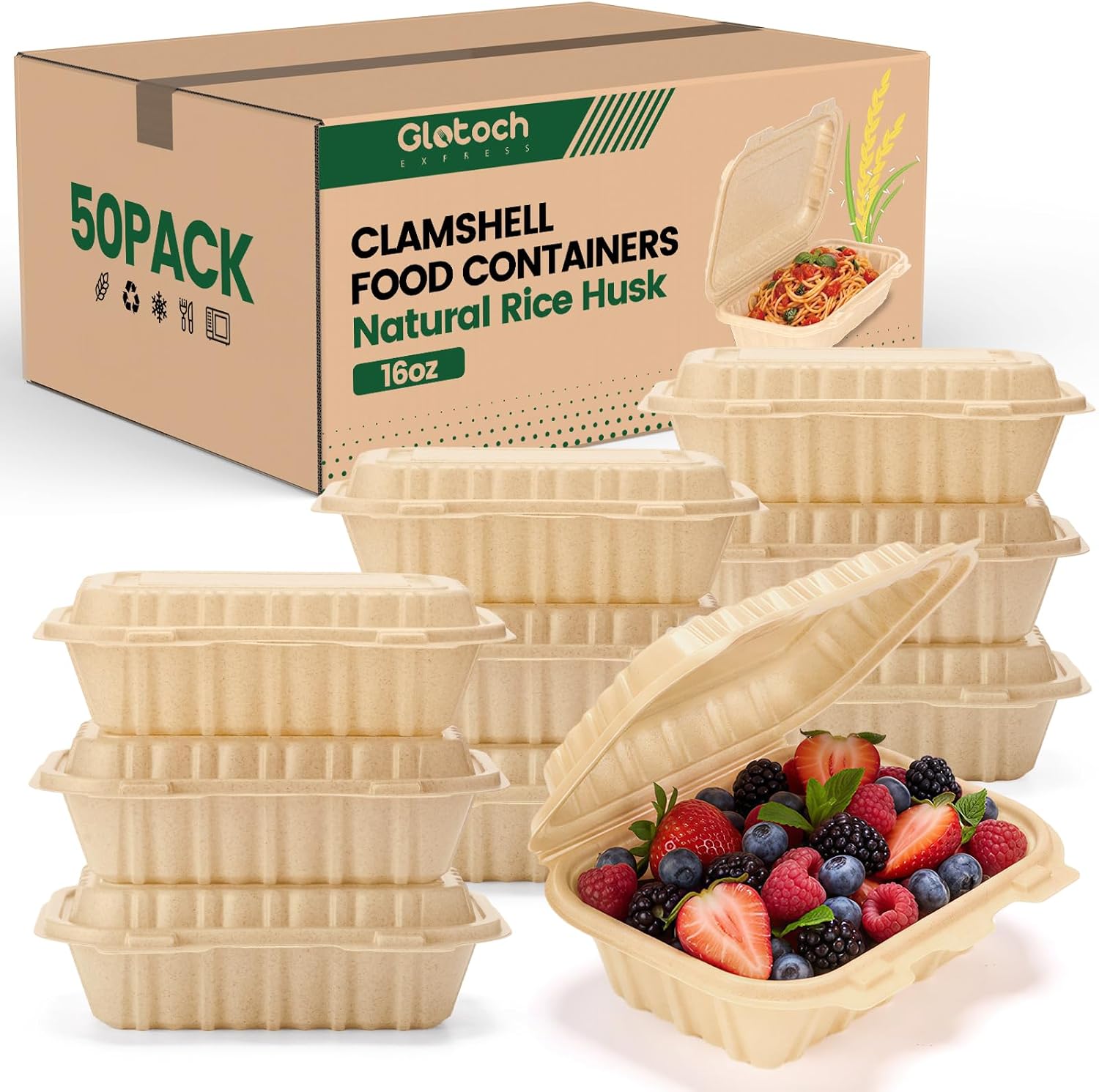50er-Pack 16oz Clamshell Take- – Food Storage Oven Safe Bewertung und Preis
